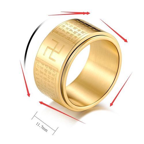 Prajnaparamita Mantra Talisman Lucky Amulet Ring-Gold