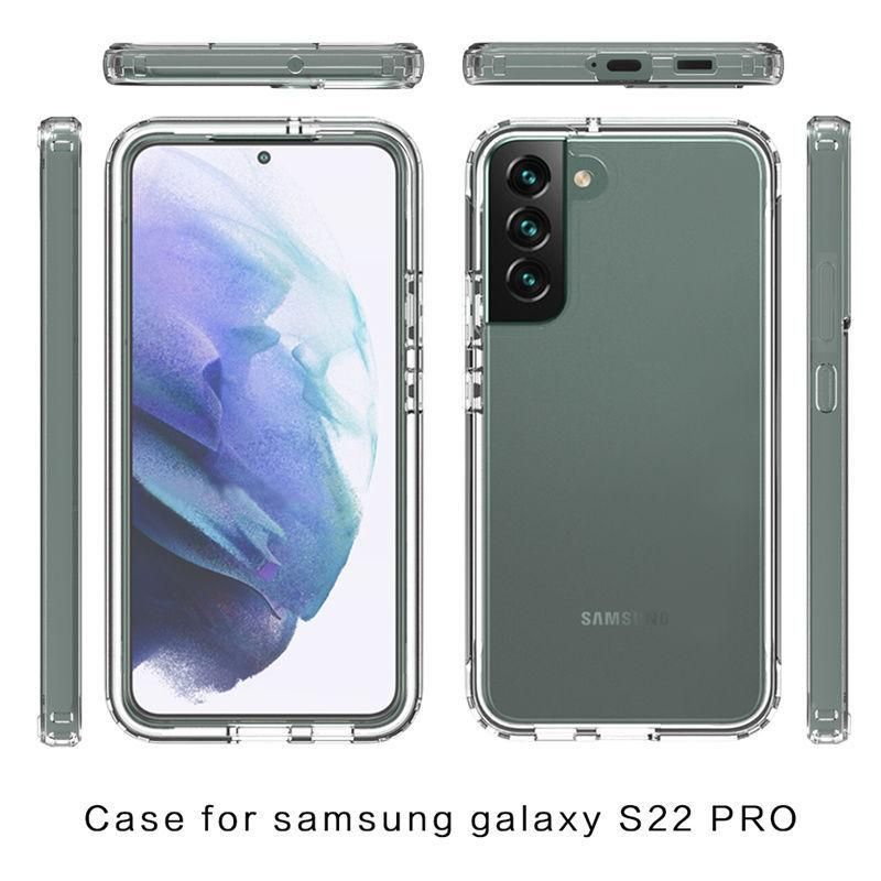 2 in 1 high transparency bumper shockproof phone case for Samsung Galaxy S23 S22 ultra S22 S22 plus silicone protection cover
