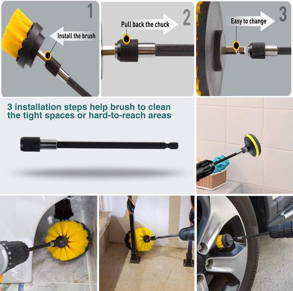 22Pcs Power Drill Car Detailing Brushes/Car Wash Brush