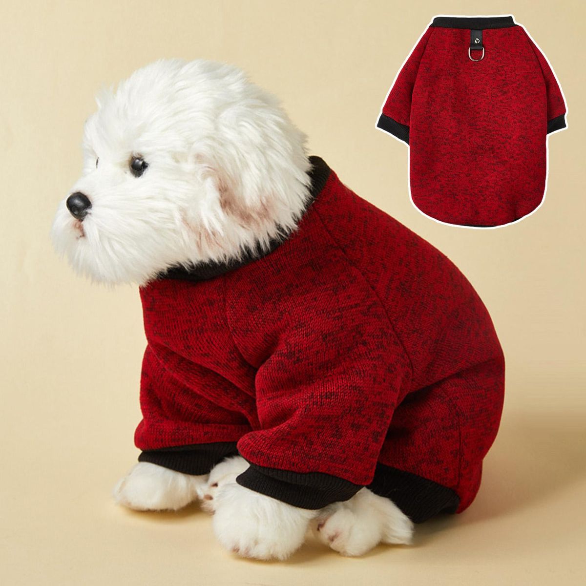 Dog Pullover Winter Pet Dog Two-legged Clothes Dark Red