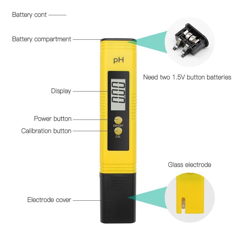 Tester Liquid Fish TSD Detector Pool Water Tank Experiment PH Meter PH Value Aquarium Cosmetic Test Digital Pen Electric LCD For