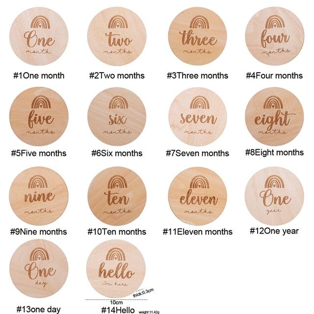 1set Baby Milestone Wooden Block Baby Photography Milestone