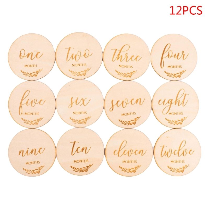 Baby Birth Announcement Cards Leaves Milestone Circle Disc