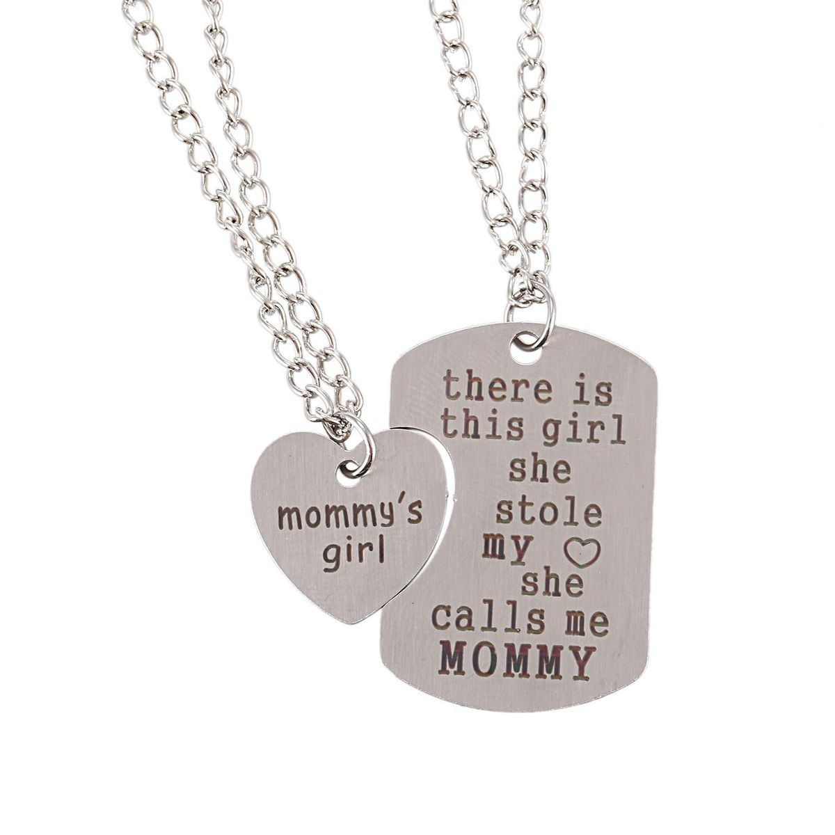 2Pcs Love Mother Heart Joint Necklace Set Mommy's