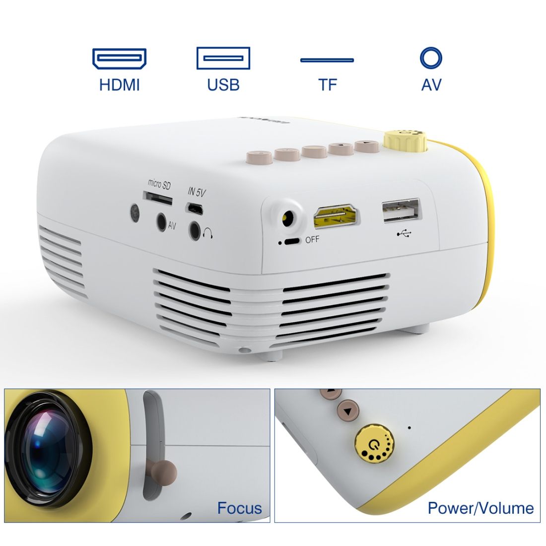 YG200 Portable LED Pocket Mini Projector AV USB SD HDMI Video Movie Game Home Theater Video Projector