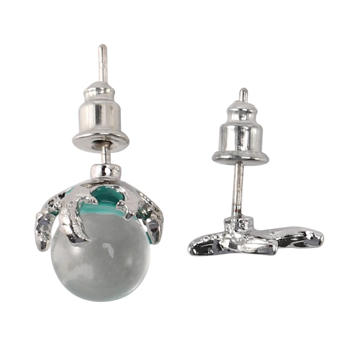 Mermaid Bubble Studs Earrings Blue Seaweed Cushion Fishtail