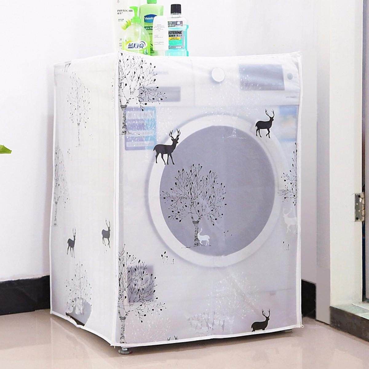 Waterproof Washing Machine Zippered Top Dust Cover Protection Top /Front Cover Deer White