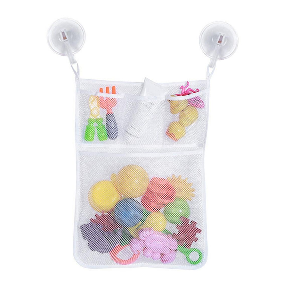 1 Set Bathroom Mesh Bag Firm Stitching Toys Organizer Sundries Bag White