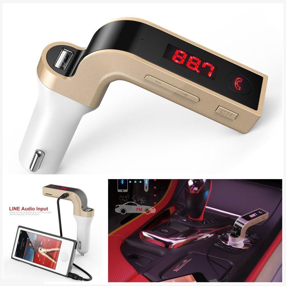 G7 Bluetooth Car Kit Handsfree FM Transmitter Radio MP3 Player USB Charger & AUX (Black) SHUKA