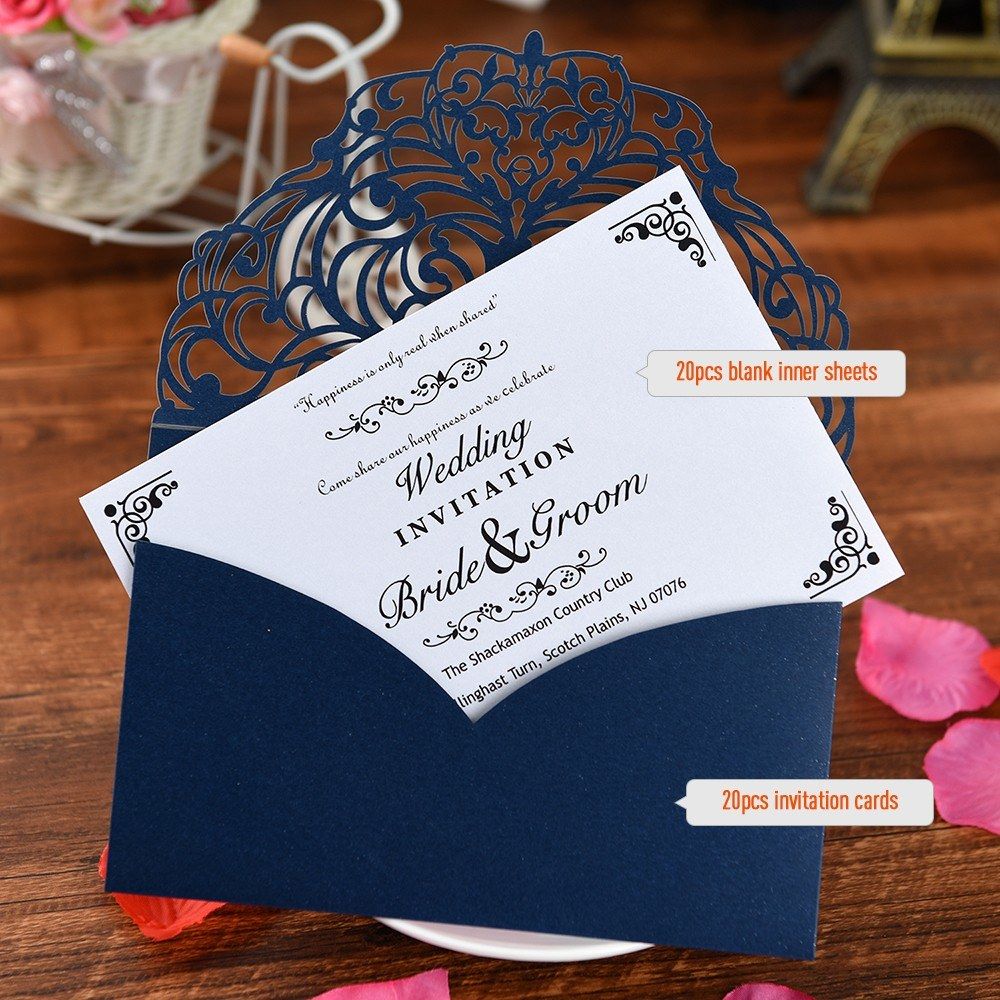 20Pcs Pearl Paper Invitation Cards Invitation Holders For