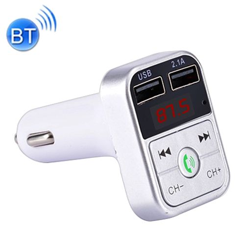 B2 Dual USB Charging Bluetooth FM Transmitter Car Kit (Silver)
