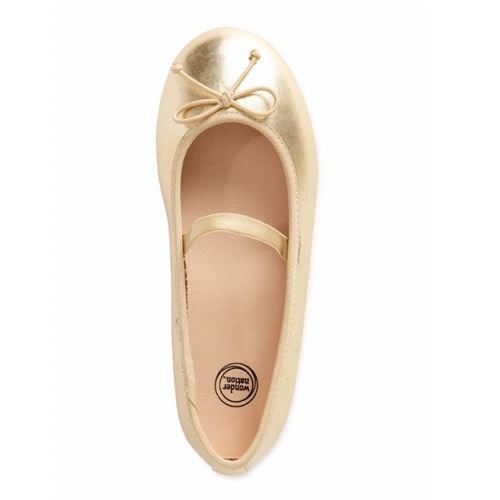 Girls Flat Bow Ballet Flat Gold Shoes