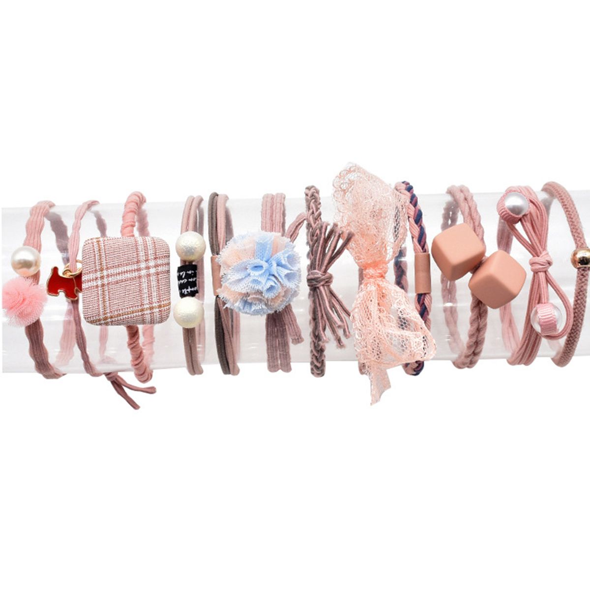 12PCS/Set Elastic Hair Bands Cute Elastic Hair Ties Pearl