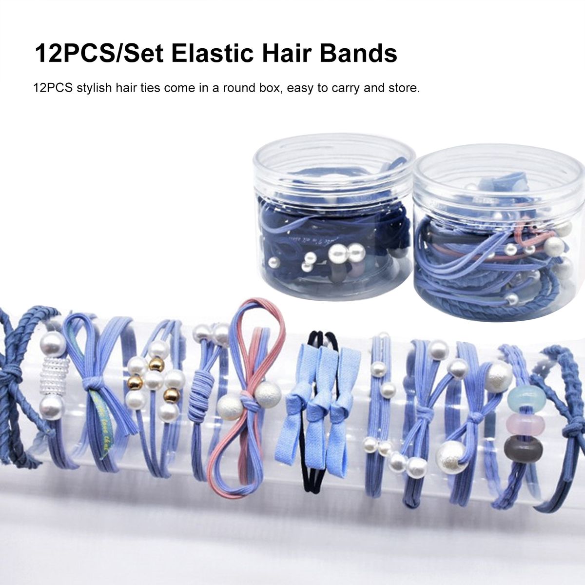 12PCS/Set Elastic Hair Bands Cute Elastic Hair Ties Pearl
