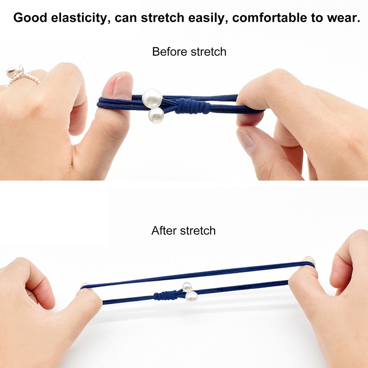 12PCS/Set Elastic Hair Bands Cute Elastic Hair Ties Pearl