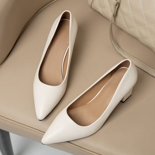 Ladies Classic Simple Pointed High Heels Stiletto-white