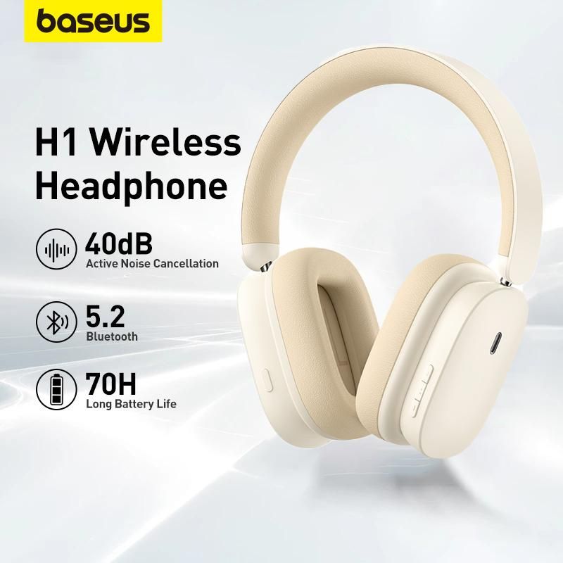 Baseus Bowie H1 Wireless Headphone 40dB Hybrid Active Noise Cancelling Earphone Bluetooth 5.2 HiFi Over the Ear Headset 70H Time