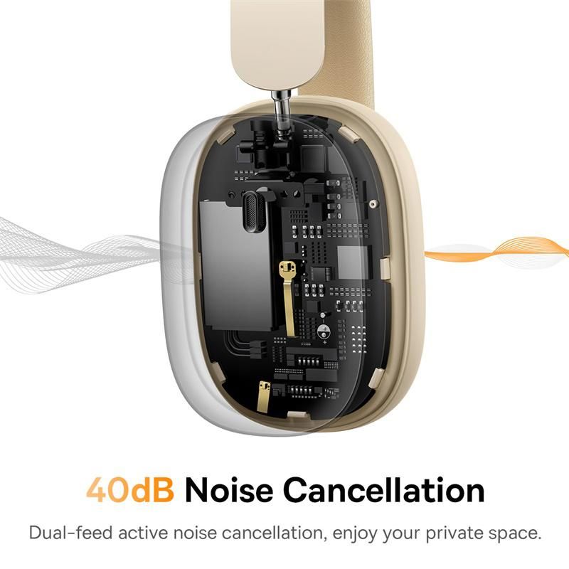 Baseus Bowie H1 Wireless Headphone 40dB Hybrid Active Noise Cancelling Earphone Bluetooth 5.2 HiFi Over the Ear Headset 70H Time