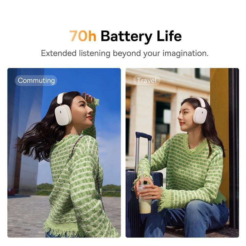 Baseus Bowie H1 Wireless Headphone 40dB Hybrid Active Noise Cancelling Earphone Bluetooth 5.2 HiFi Over the Ear Headset 70H Time