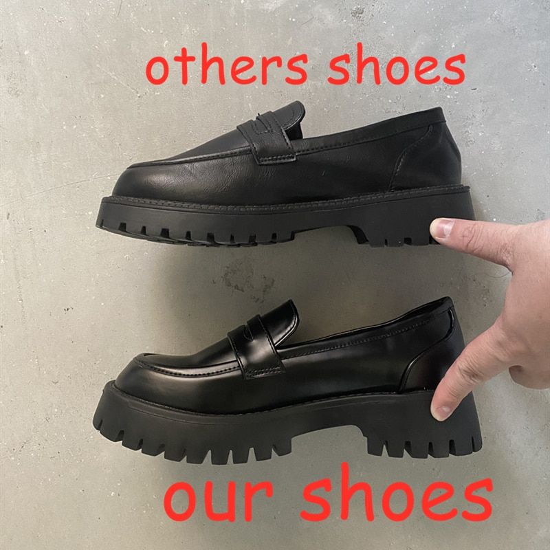 Round Toe Street Style Chunky Heel Platform Women Loafers Shoes 2021 Black Punk Goth Y2K Designer Moccasin Women