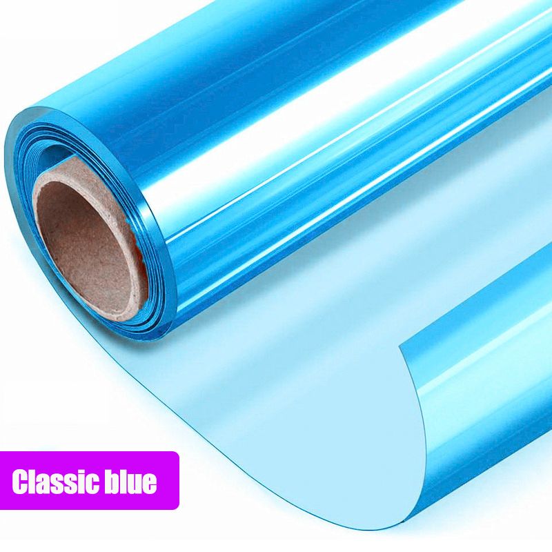 One Way Mirror Vinyl Adhesive Window Film Anti Looking Privacy Sunscreen Blackout GlStickers Removable Tinting Color Film-Classic Blue