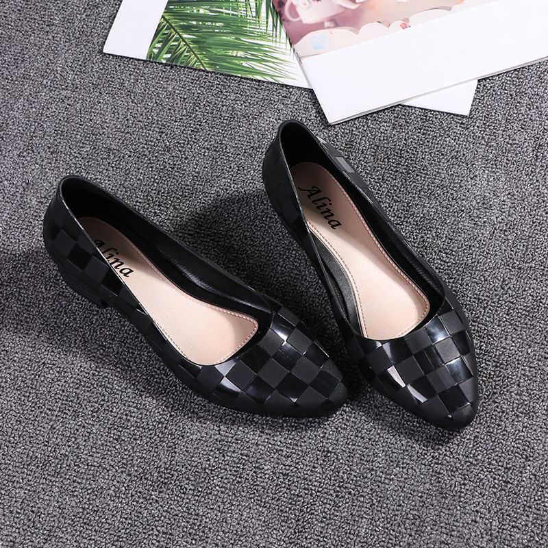 Women's Sandals Shoes PVC Rubber Material Jelly Shallow Mouth Medium Low Heel