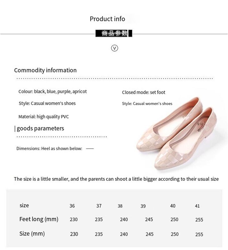 Women's Sandals Shoes PVC Rubber Material Jelly Shallow Mouth Medium Low Heel