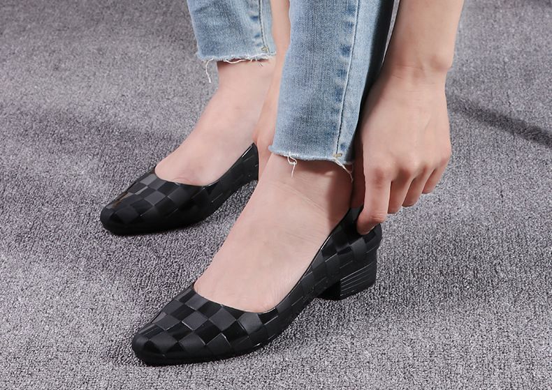 Women's Sandals Shoes PVC Rubber Material Jelly Shallow Mouth Medium Low Heel