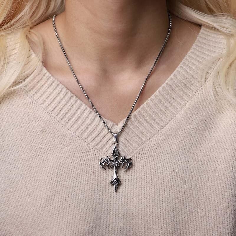 Cross Pendant Necklace Indie Punk Gothic Choker for Egirl Eboy Woman Men