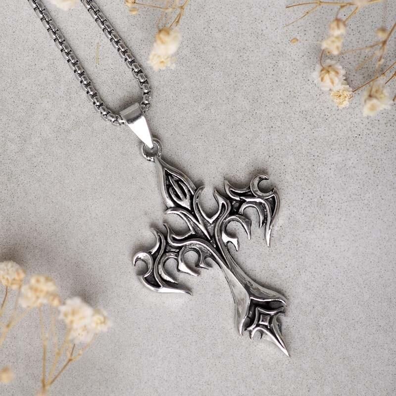 Cross Pendant Necklace Indie Punk Gothic Choker for Egirl Eboy Woman Men