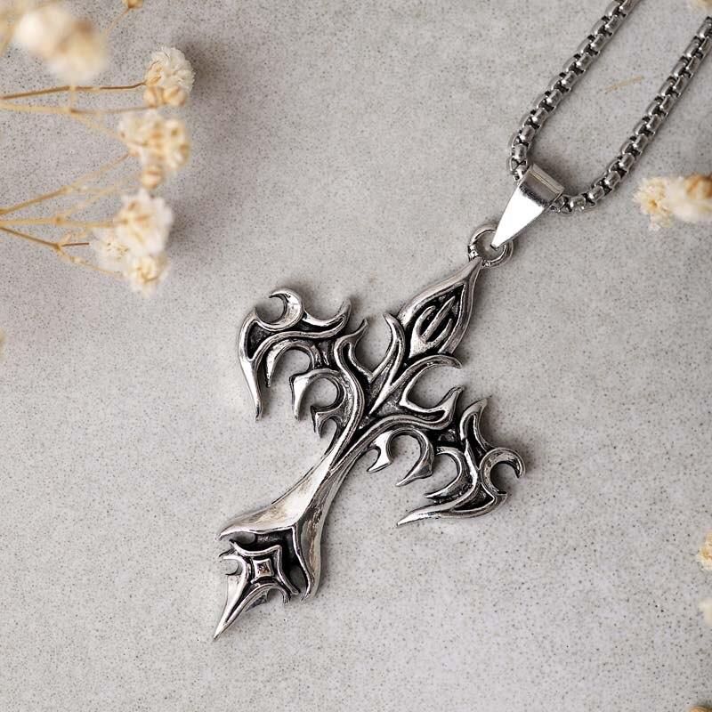 Cross Pendant Necklace Indie Punk Gothic Choker for Egirl Eboy Woman Men