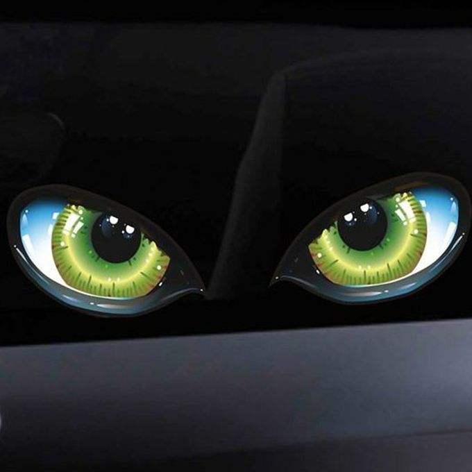 MT 3D Stereo Reflective Cat Eyes Car Sticker Adhesive Rearview Mirror Decal