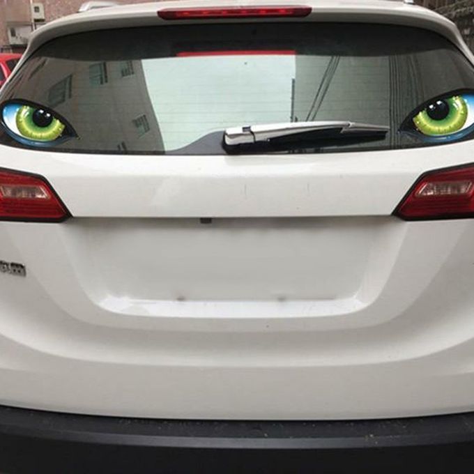 MT 3D Stereo Reflective Cat Eyes Car Sticker Adhesive Rearview Mirror Decal