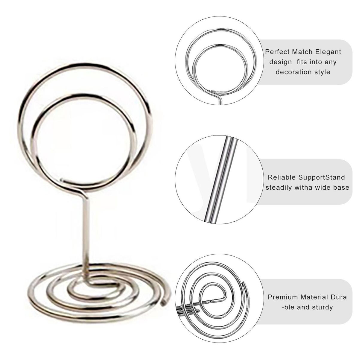 Multi-functional Card Holder 30pcs Metal Card Holder Stand for Photos Silver