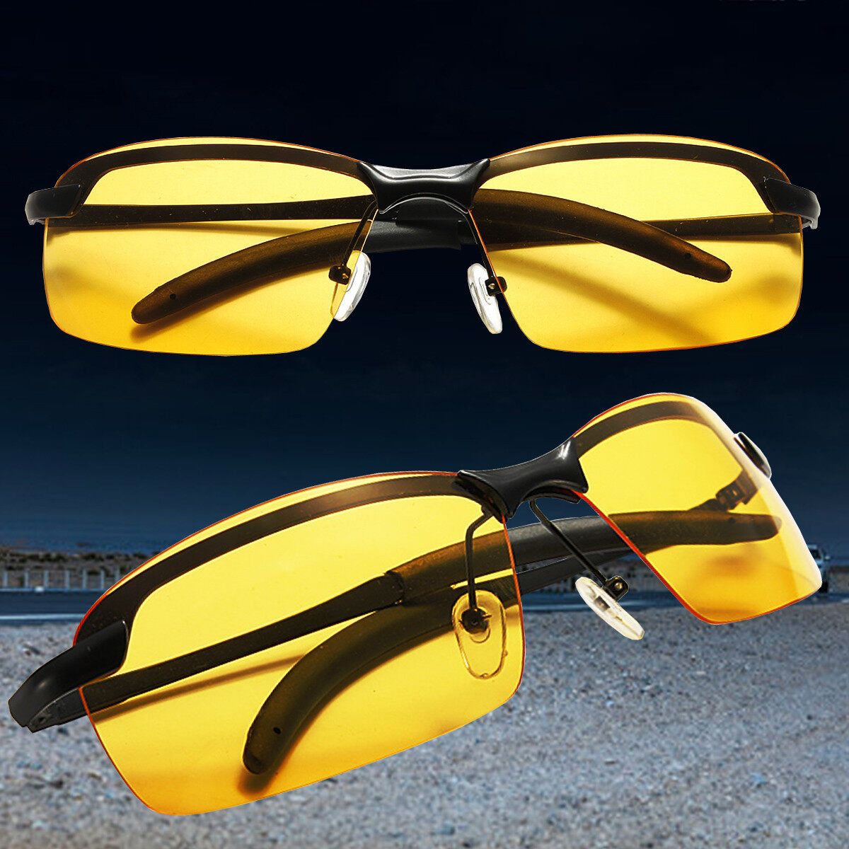 Yellow High-end Night Vision Driving Glasses Polarized UV Sunglasses New