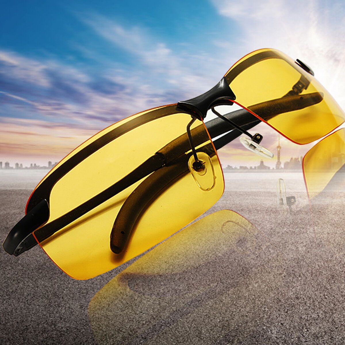 Yellow High-end Night Vision Driving Glasses Polarized UV Sunglasses New