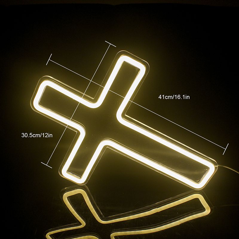 Ineonlife Neon Sign LED Cross Shaped USB With Switch Wall