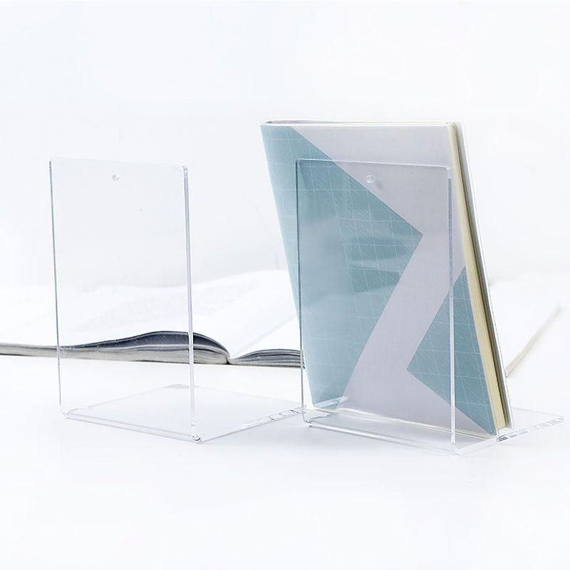 2Pcs Transparent Acrylic Desk Book Shelf Bookend Stationery