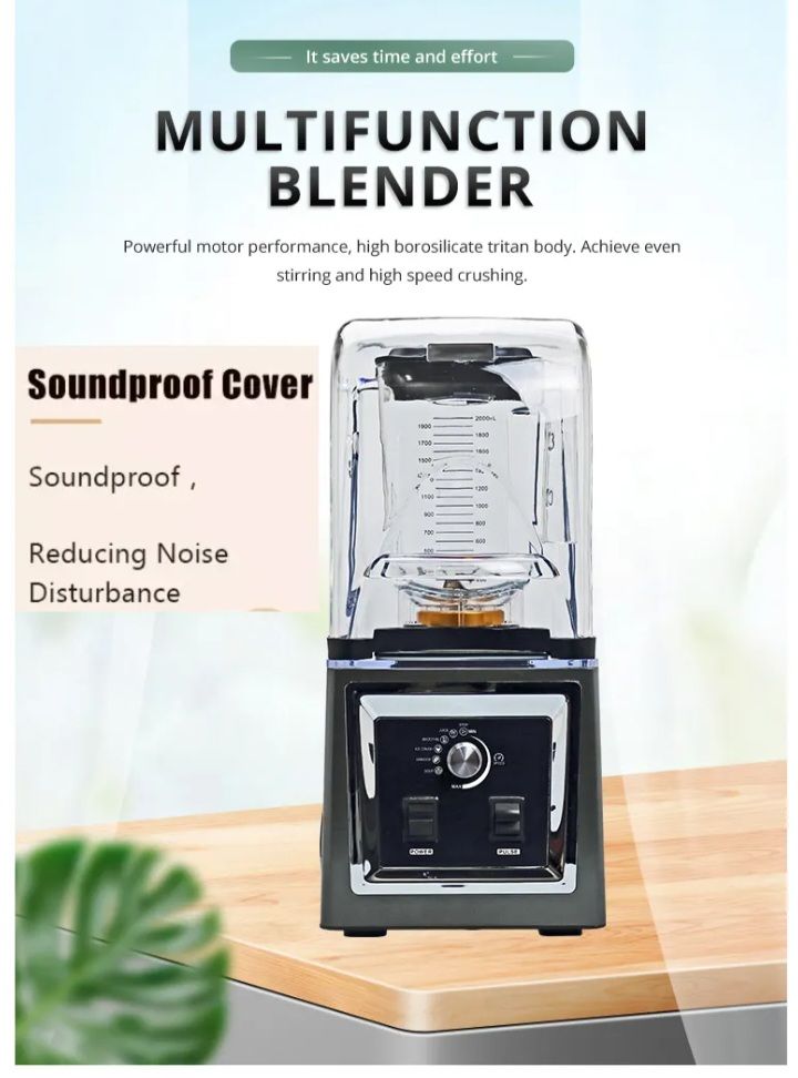 Multifunctional 2L Blender With Soundproof Cover - 2000W
