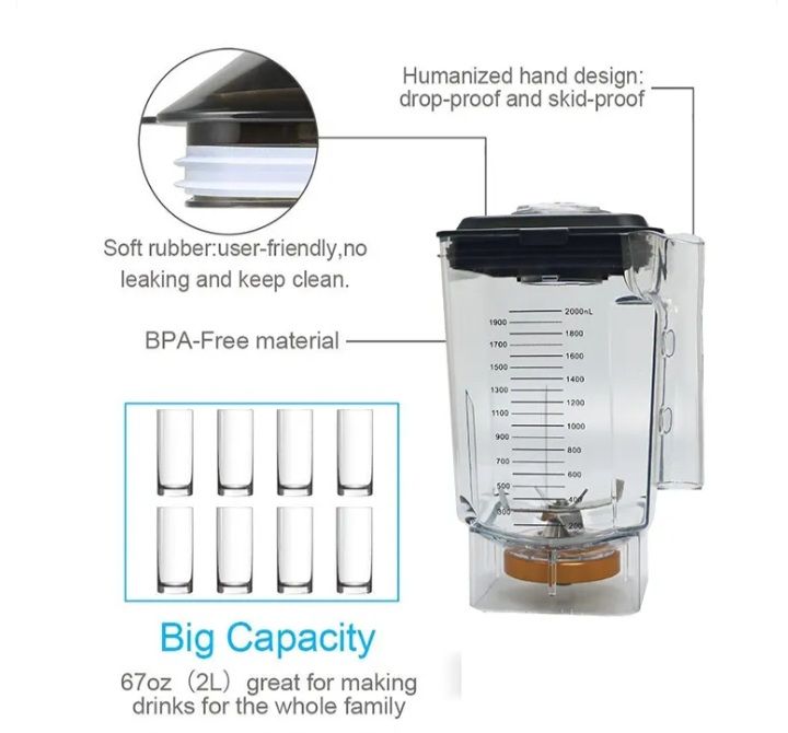 Multifunctional 2L Blender With Soundproof Cover - 2000W