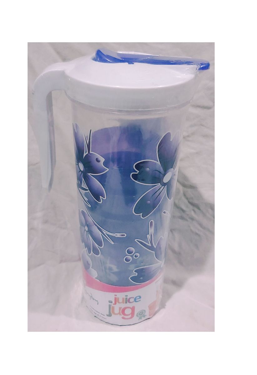 Water / Beverage Jug + Set Of 4 Purple Cups Inside + 3napkin