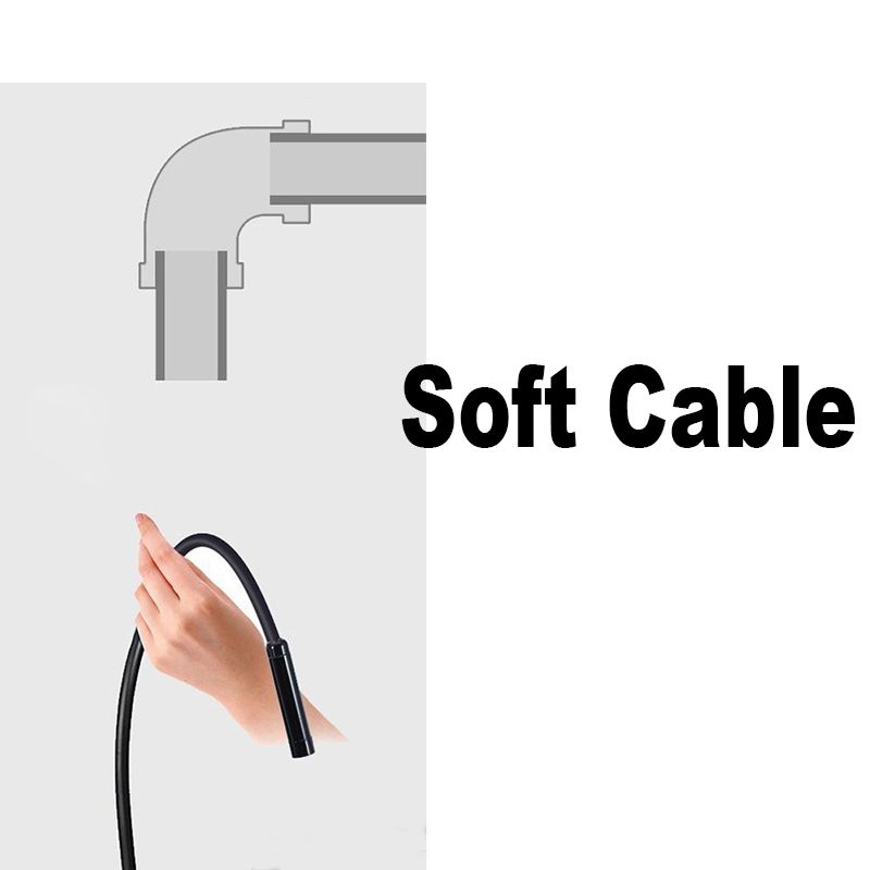 HD 1200P Wifi Endoscope Camera 2m/5m/10m Semi Rigid Cable IP68 Waterproof Borescope  Camera For Android/iOS Phone-Soft Wire