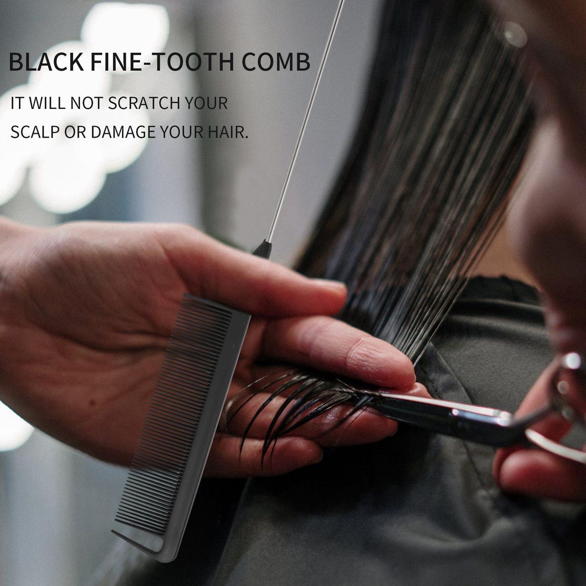 1pcs Hot Fashion Black Fine-tooth Comb Plastic and metal