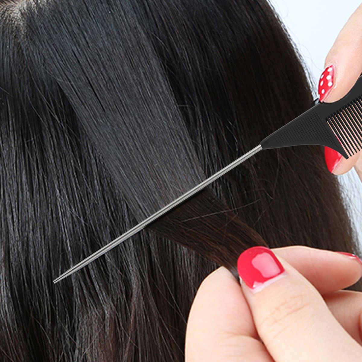 1pcs Hot Fashion Black Fine-tooth Comb Plastic and metal