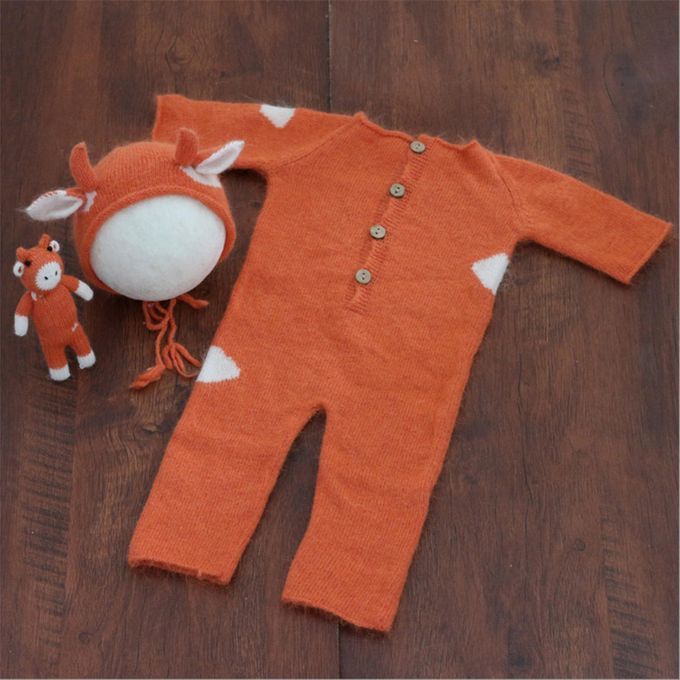 Baby Jumpsuit Cow Newborn Photography Props Longsleeves For Orange