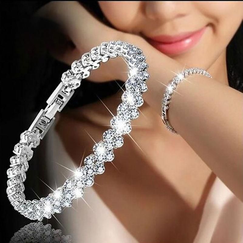 1PC Roman Style Ladies Crystal Diamond Bracelet Gift Rose gold