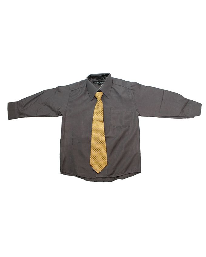 Boys Packed Shirt With Tie - Grey