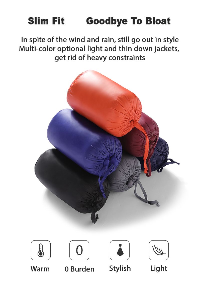 Hooded Down Jacket Ultralight Camping Trekking Hiking Waterproof - Orange