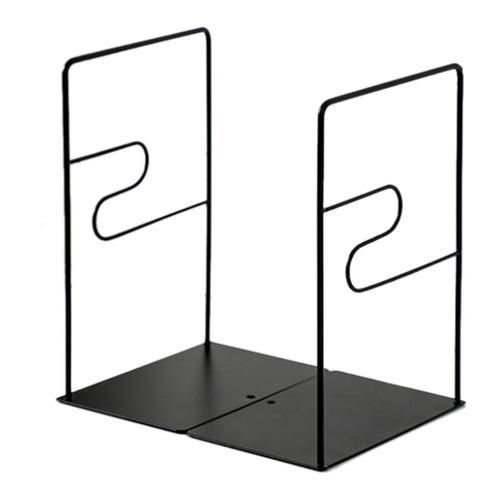 1 Pair Iron Bookends Book Stand Support Desktop Office Magazine Organizer Non Slip Rack Shelf Holder Decorative