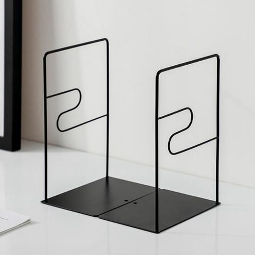 1 Pair Iron Bookends Book Stand Support Desktop Office Magazine Organizer Non Slip Rack Shelf Holder Decorative